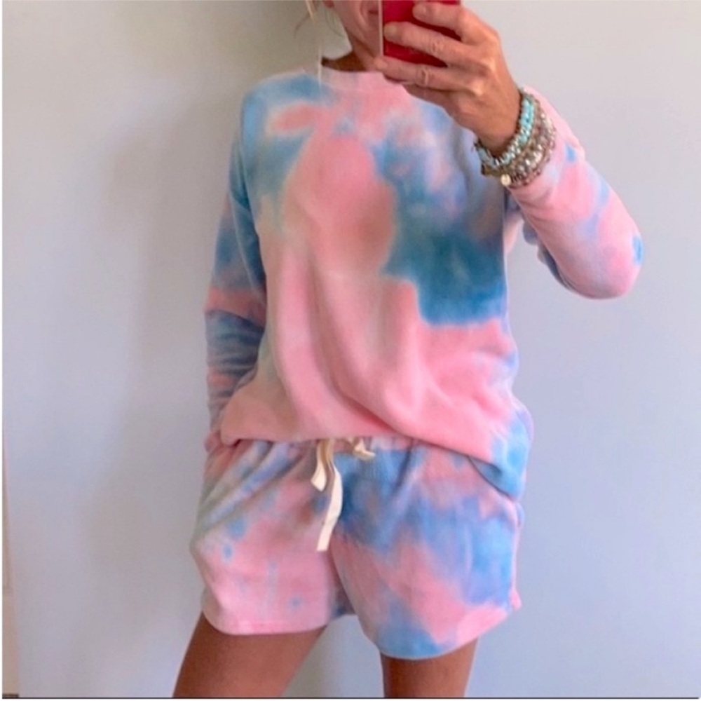 Pink and BlueTie Dye Lounge Set